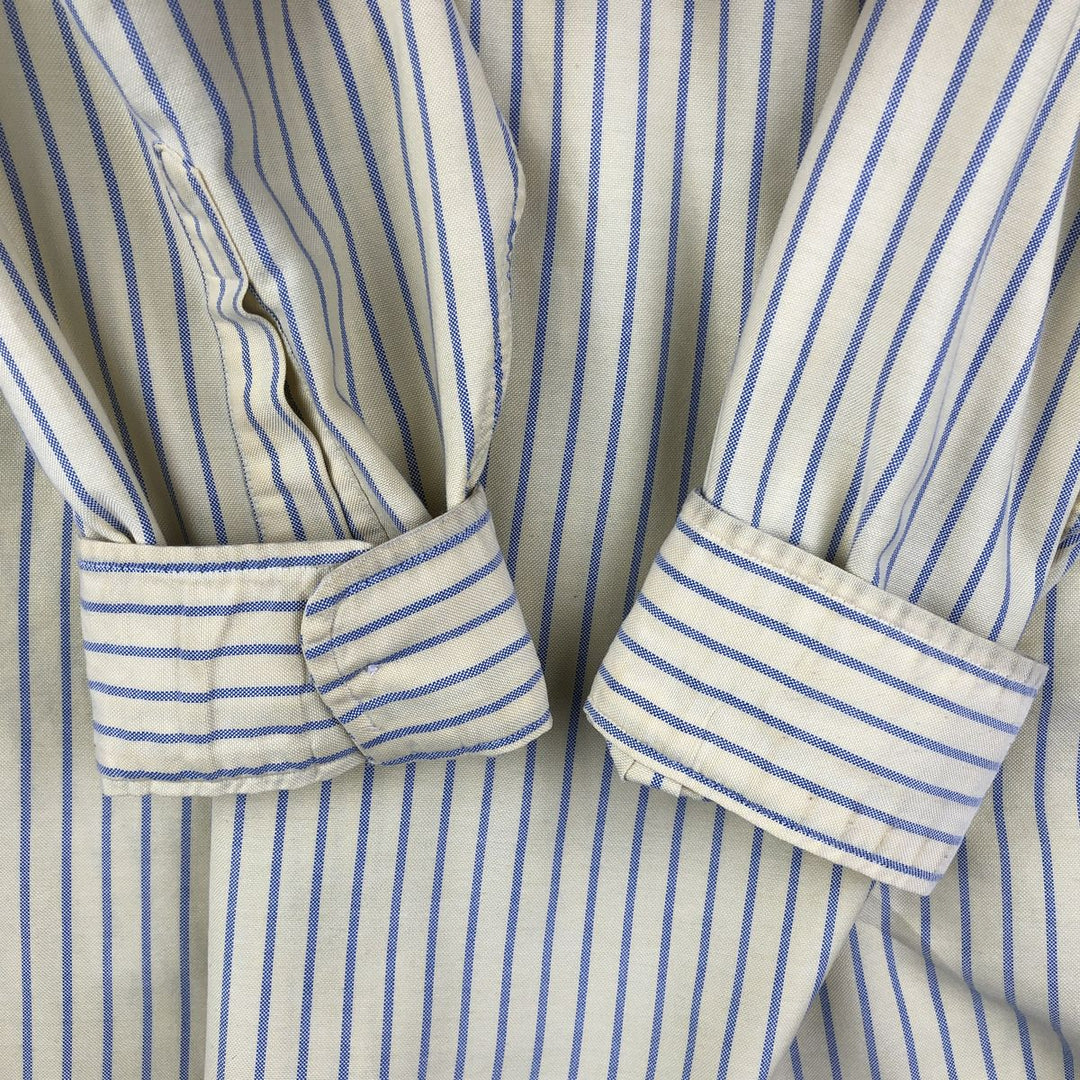 Vintage 80s-90'S LLBean long-sleeved button-down striped shirt, men's size XL cotton lemon yellow Vintage Second Hand