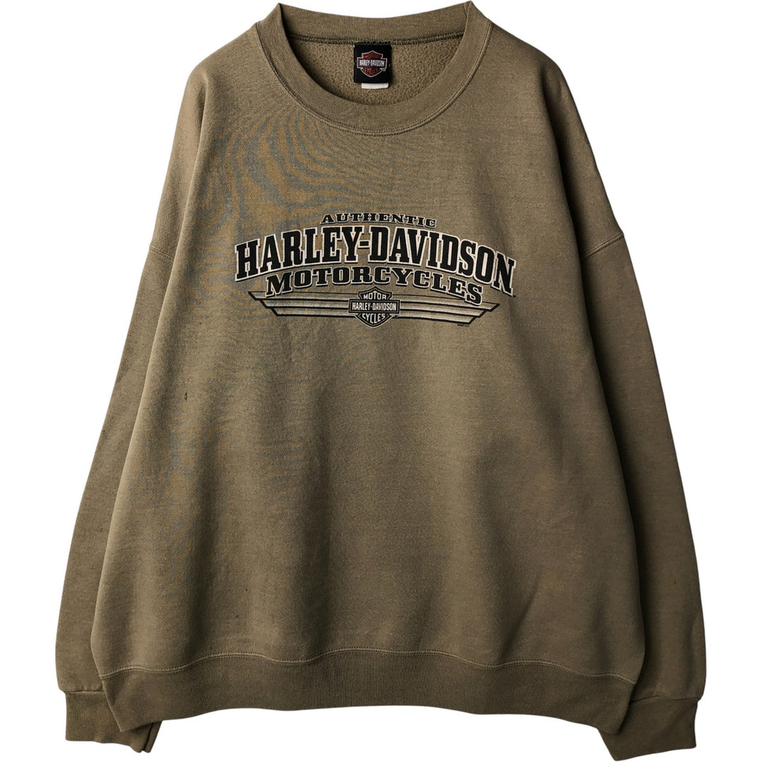2000'S Harley-Davidson Advertising Sweatshirt, Men's XXL unclear beige type brown Vintage Second Hand