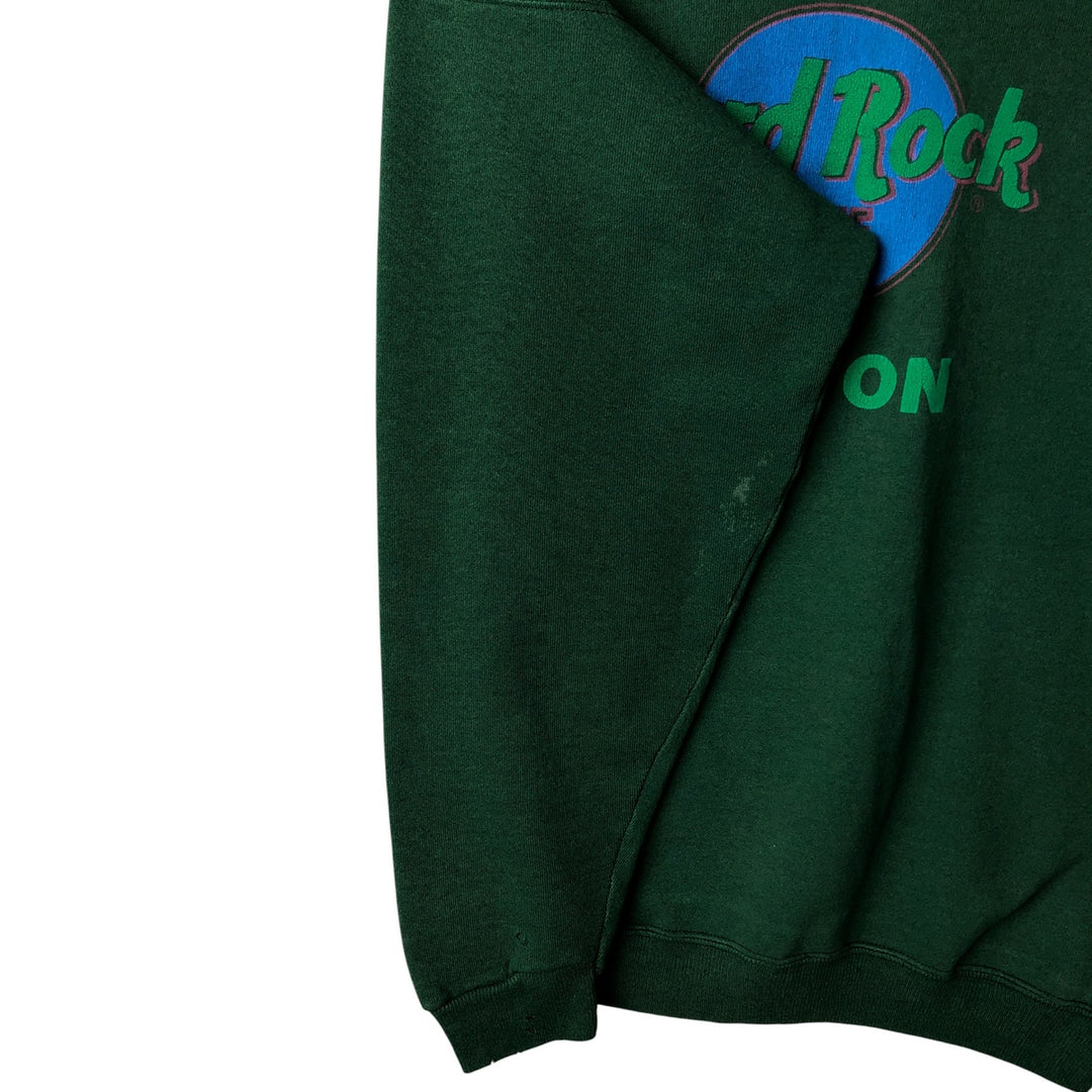 Vintage 90'S Hanes Hard Rock Cafe Advertising Sweatshirt, Men's Size L cotton Green type dark green Vintage Second Hand