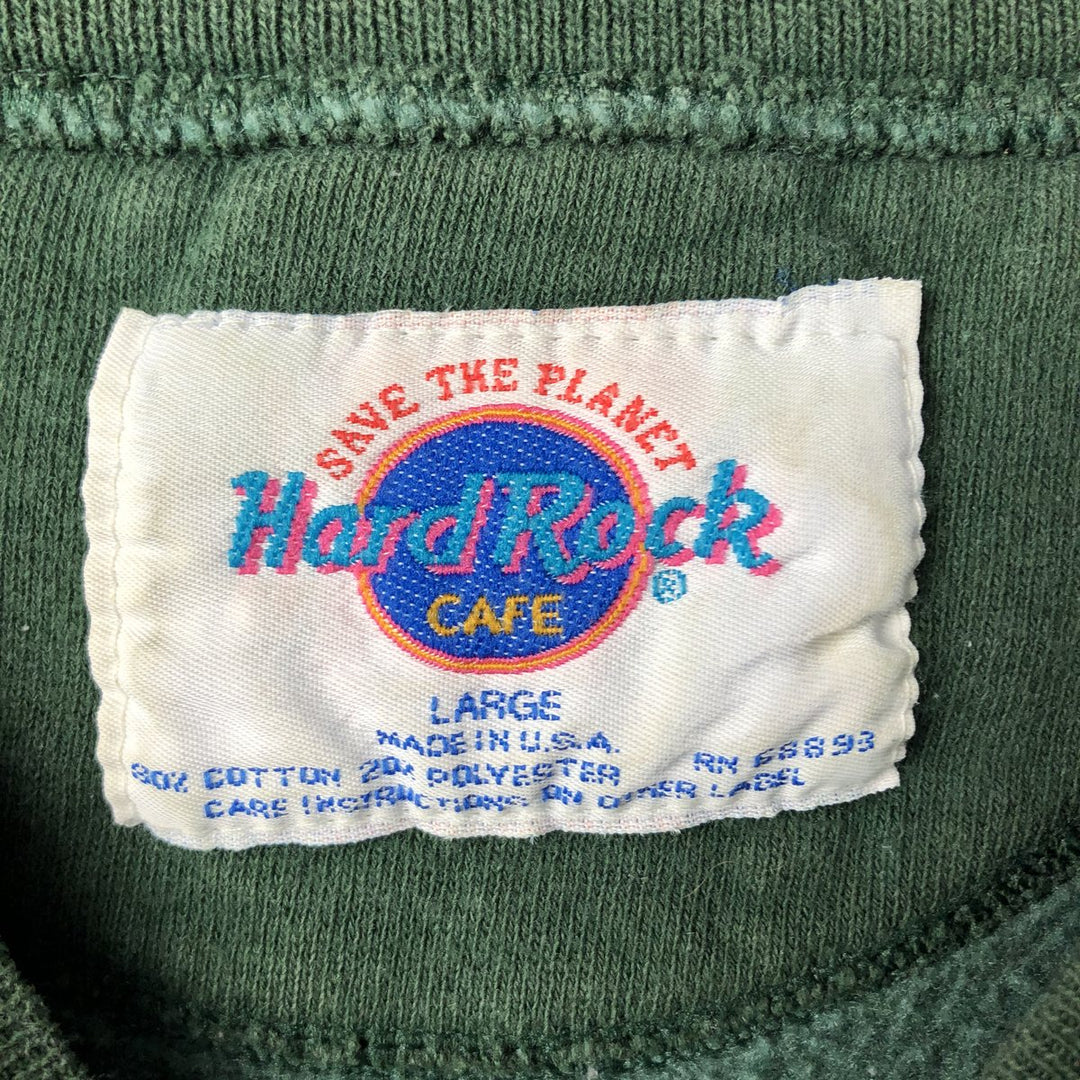 HARD ROCK CAFE Advertising Sweatshirt, Made in USA, Men's Size L cotton Green type dark green Vintage Second Hand