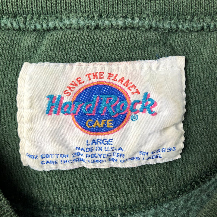HARD ROCK CAFE Advertising Sweatshirt, Made in USA, Men's Size L cotton Green type dark green Vintage Second Hand