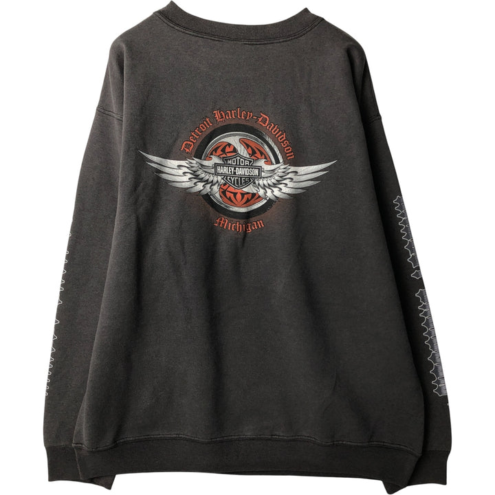 Harley-Davidson Skull Pattern Tribal Advertising Sweatshirt, Men's XL unclear Charcoal Vintage Second Hand