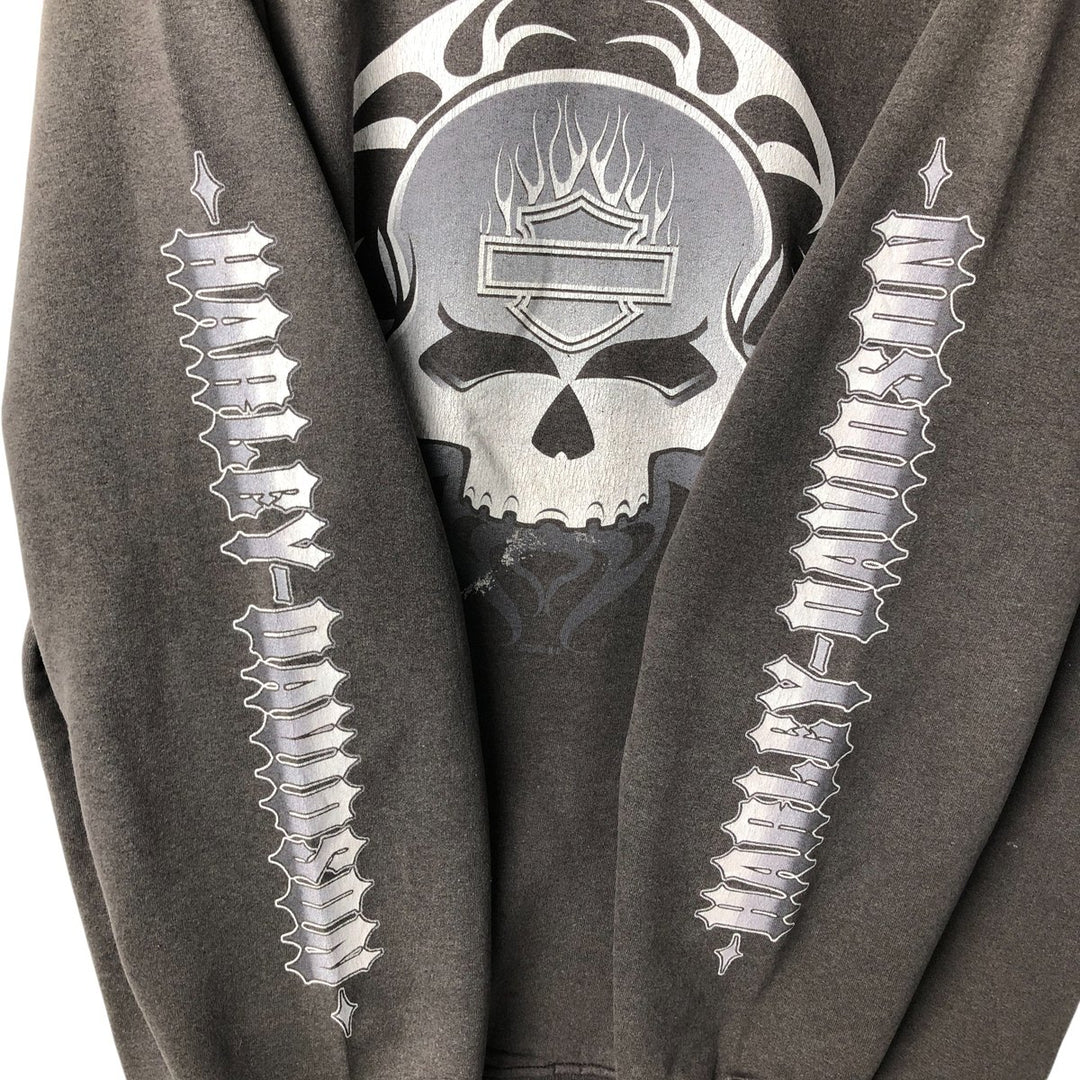 Harley-Davidson Skull Pattern Tribal Advertising Sweatshirt, Men's XL unclear Charcoal Vintage Second Hand