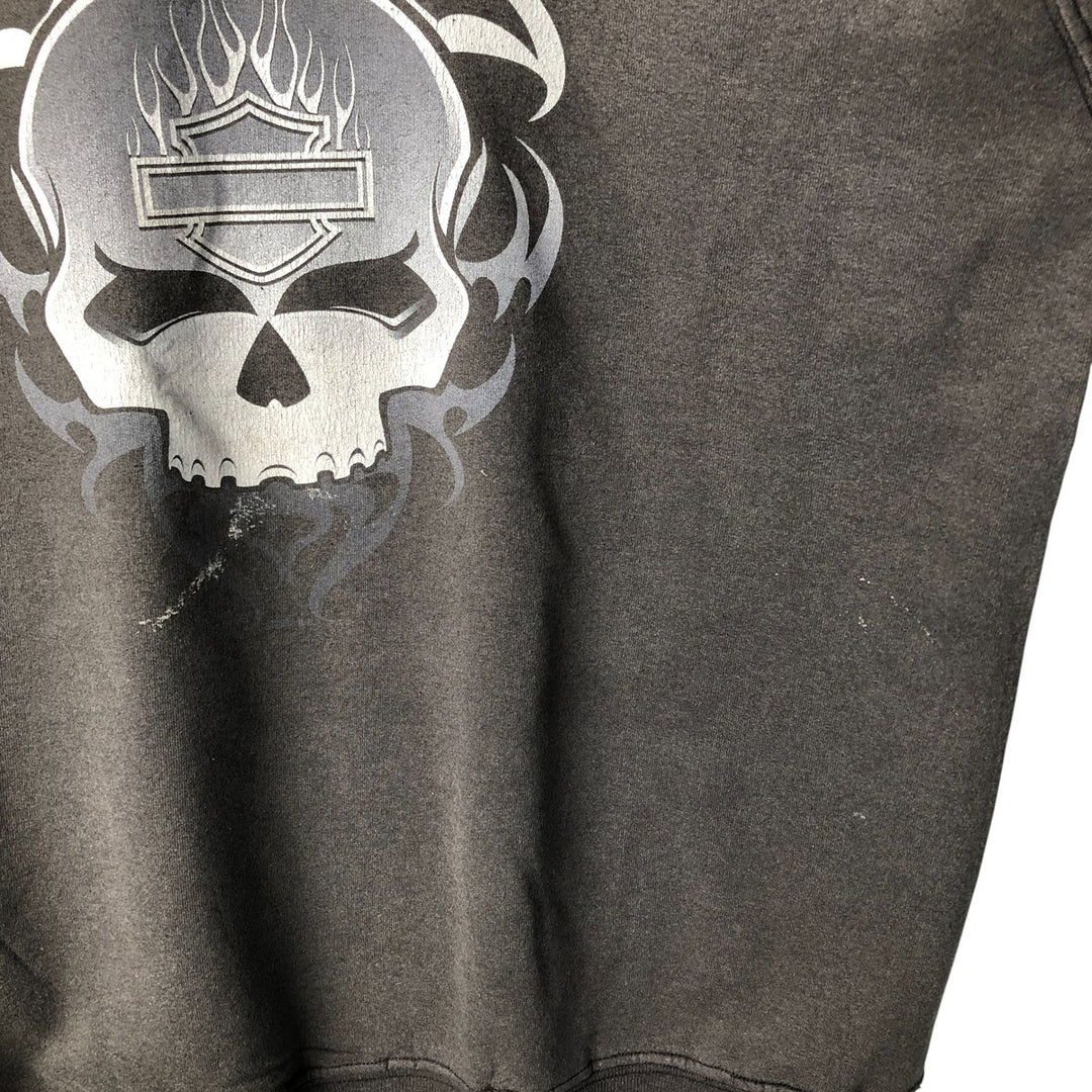 Harley-Davidson Skull Pattern Tribal Advertising Sweatshirt, Men's XL unclear Charcoal Vintage Second Hand