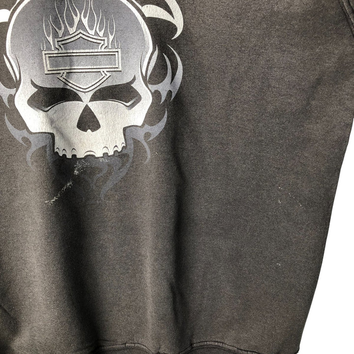 Harley-Davidson Skull Pattern Tribal Advertising Sweatshirt, Men's XL unclear Charcoal Vintage Second Hand