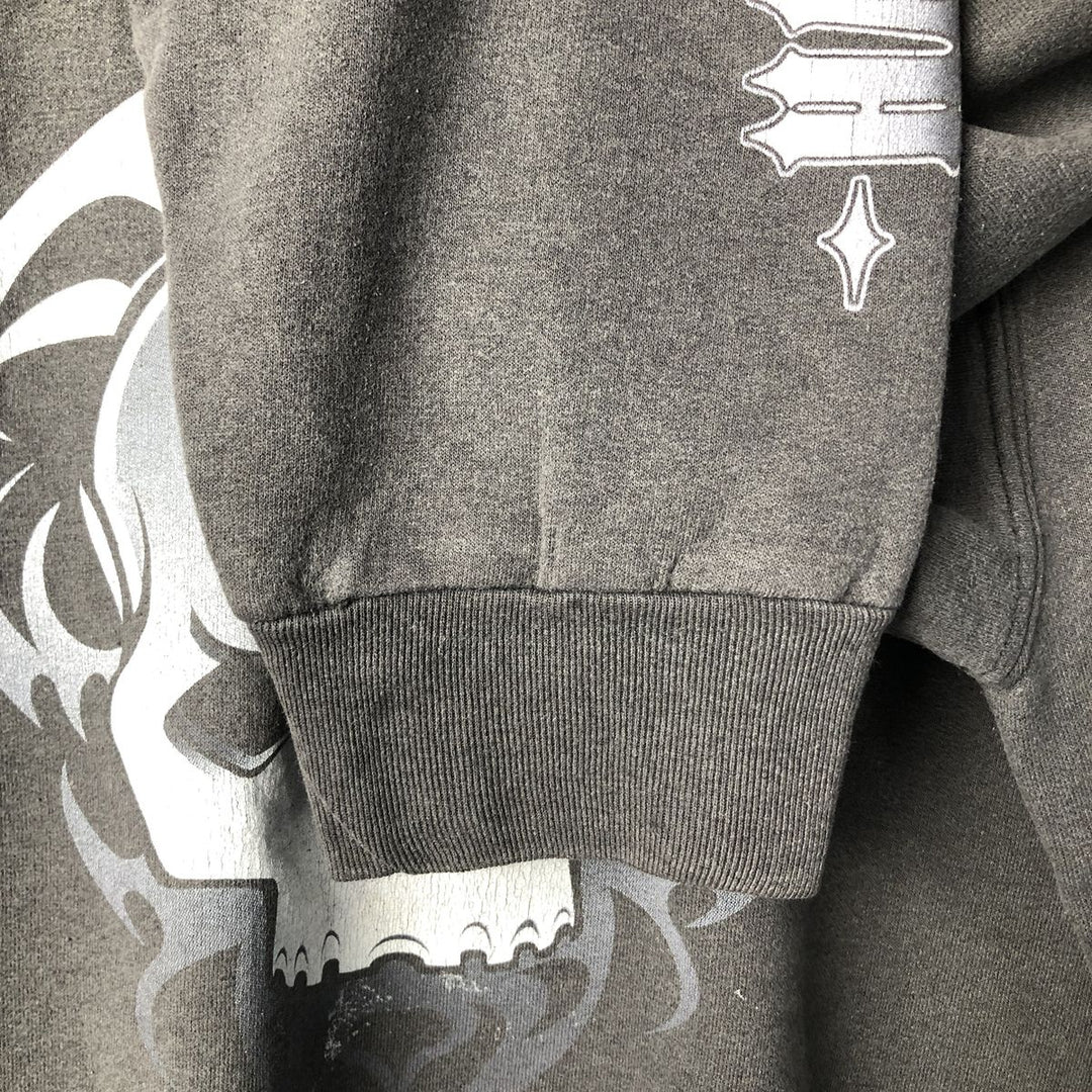 Harley-Davidson Skull Pattern Tribal Advertising Sweatshirt, Men's XL unclear Charcoal Vintage Second Hand