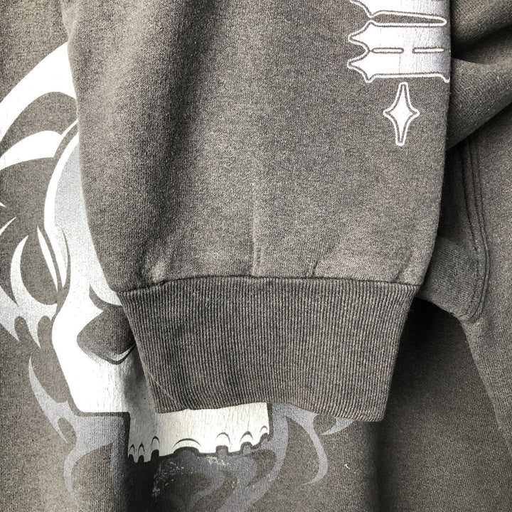 Harley-Davidson Skull Pattern Tribal Advertising Sweatshirt, Men's XL unclear Charcoal Vintage Second Hand