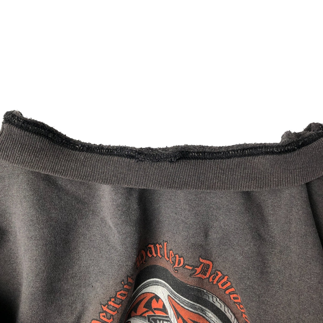 Harley-Davidson Skull Pattern Tribal Advertising Sweatshirt, Men's XL unclear Charcoal Vintage Second Hand