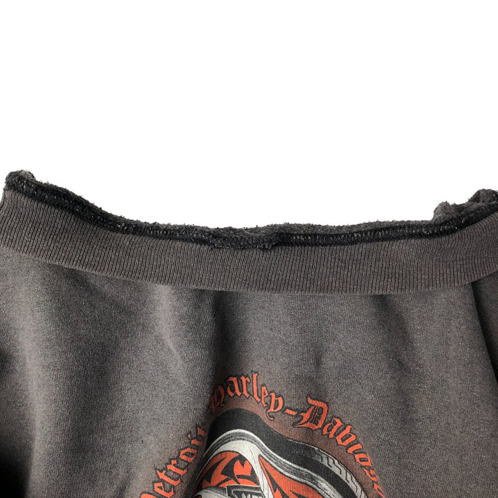 Harley-Davidson Skull Pattern Tribal Advertising Sweatshirt, Men's XL unclear Charcoal Vintage Second Hand