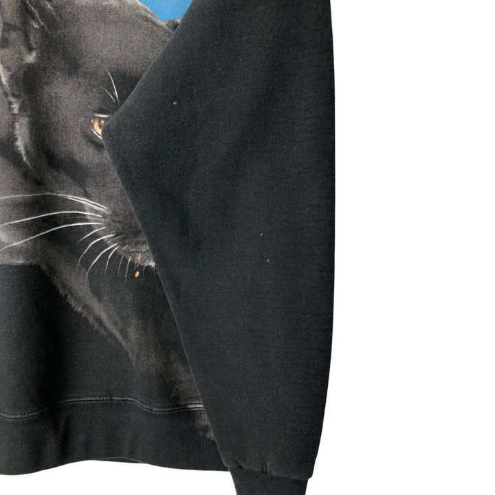 Vintage 90'S RADICAL NATURE Panther Pattern Large Print Animal Sweatshirt, Men's Size Medium unclear black type Vintage Second Hand