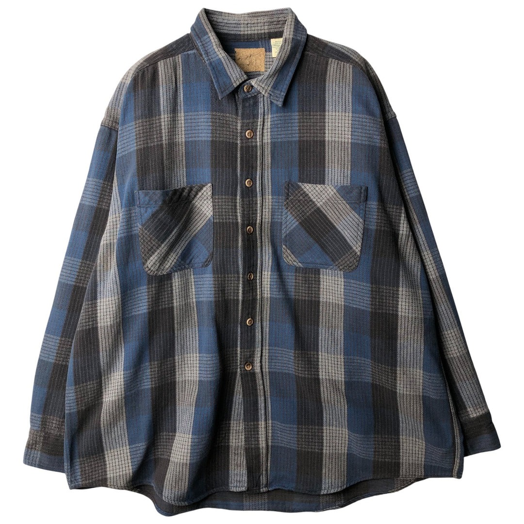 St. John's Bay Men's XXL Long Sleeve Flannel Check Shirt cotton blue type Vintage Second Hand