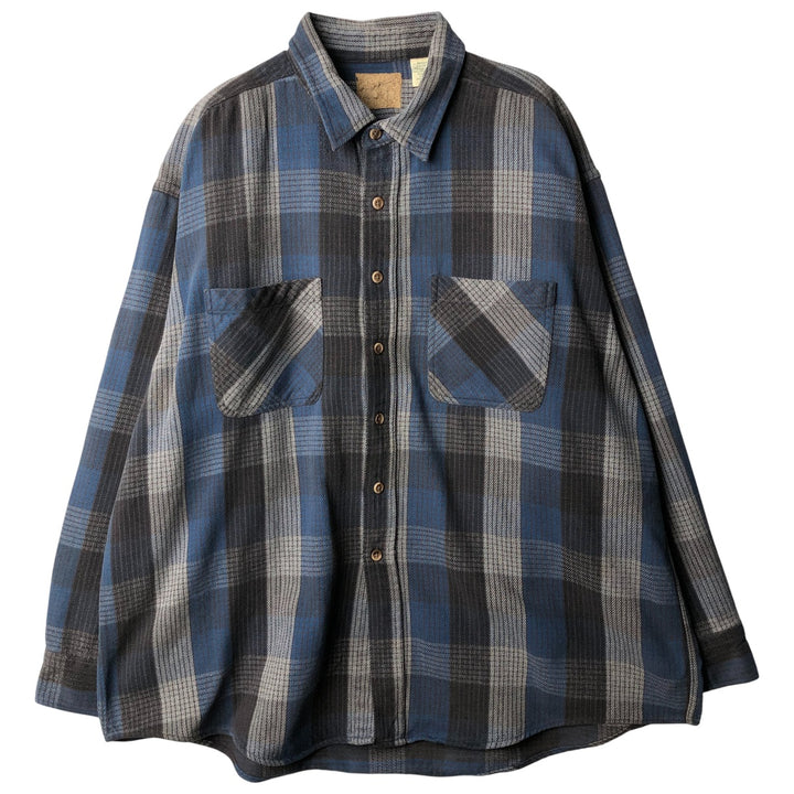 St. John's Bay Men's XXL Long Sleeve Flannel Check Shirt cotton blue type Vintage Second Hand