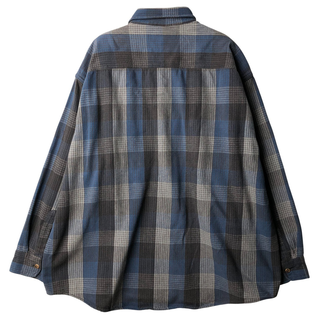 St. John's Bay Men's XXL Long Sleeve Flannel Check Shirt cotton blue type Vintage Second Hand