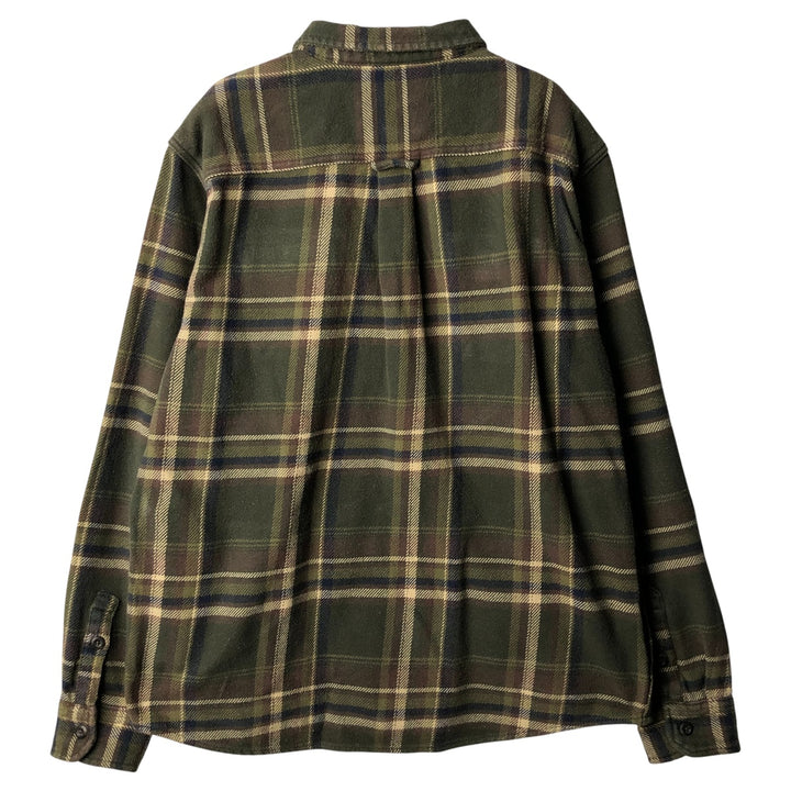 ORVIS Long Sleeve Flannel Check Shirt, Men's XL Size cotton Khaki type Vintage Second Hand
