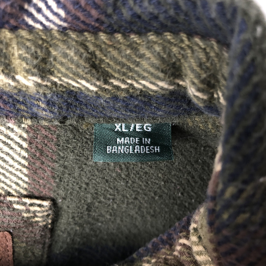 ORVIS Long Sleeve Flannel Check Shirt, Men's XL Size cotton Khaki type Vintage Second Hand