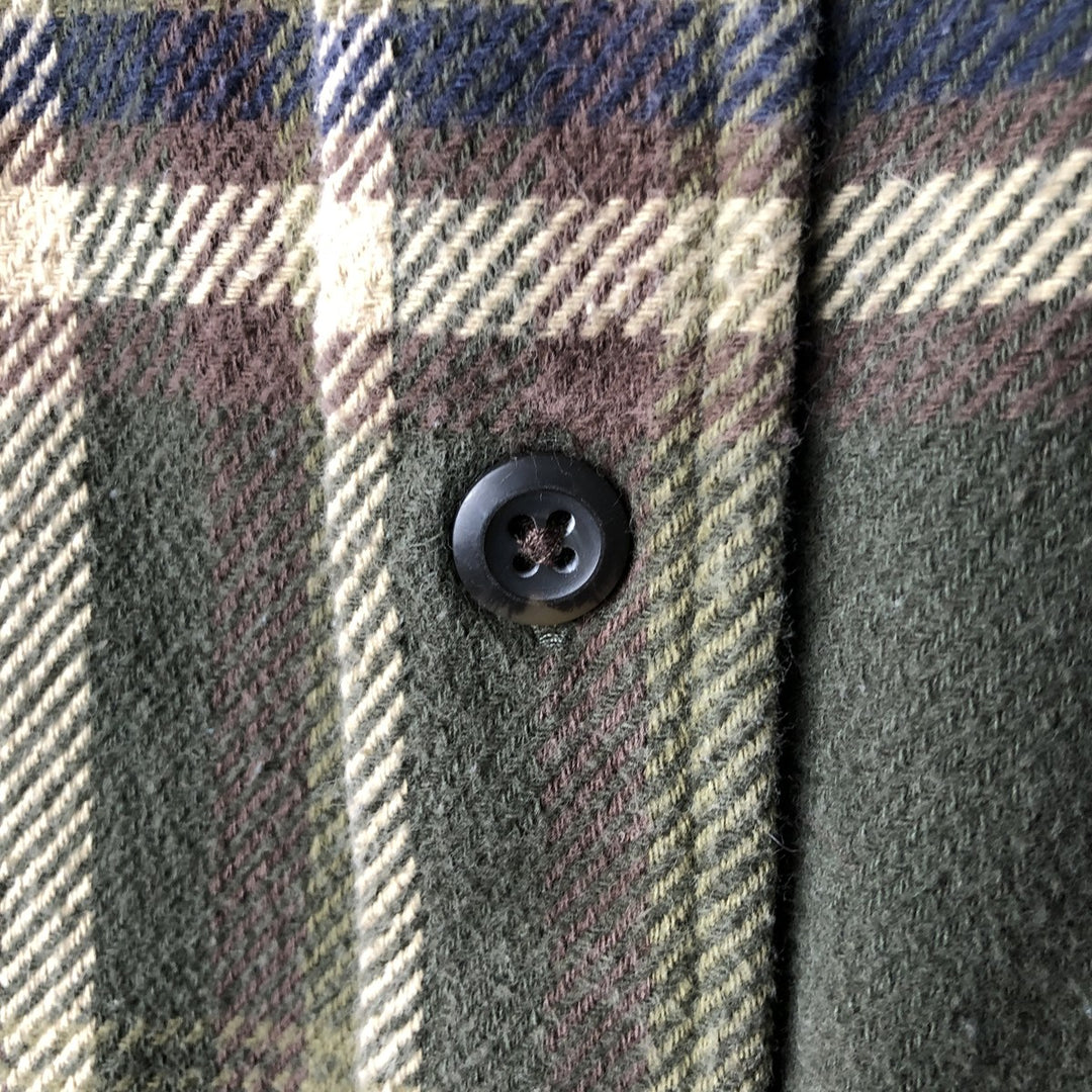 ORVIS Long Sleeve Flannel Check Shirt, Men's XL Size cotton Khaki type Vintage Second Hand