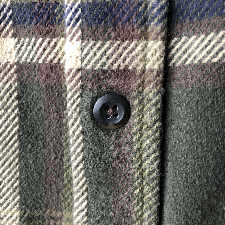 ORVIS Long Sleeve Flannel Check Shirt, Men's XL Size cotton Khaki type Vintage Second Hand