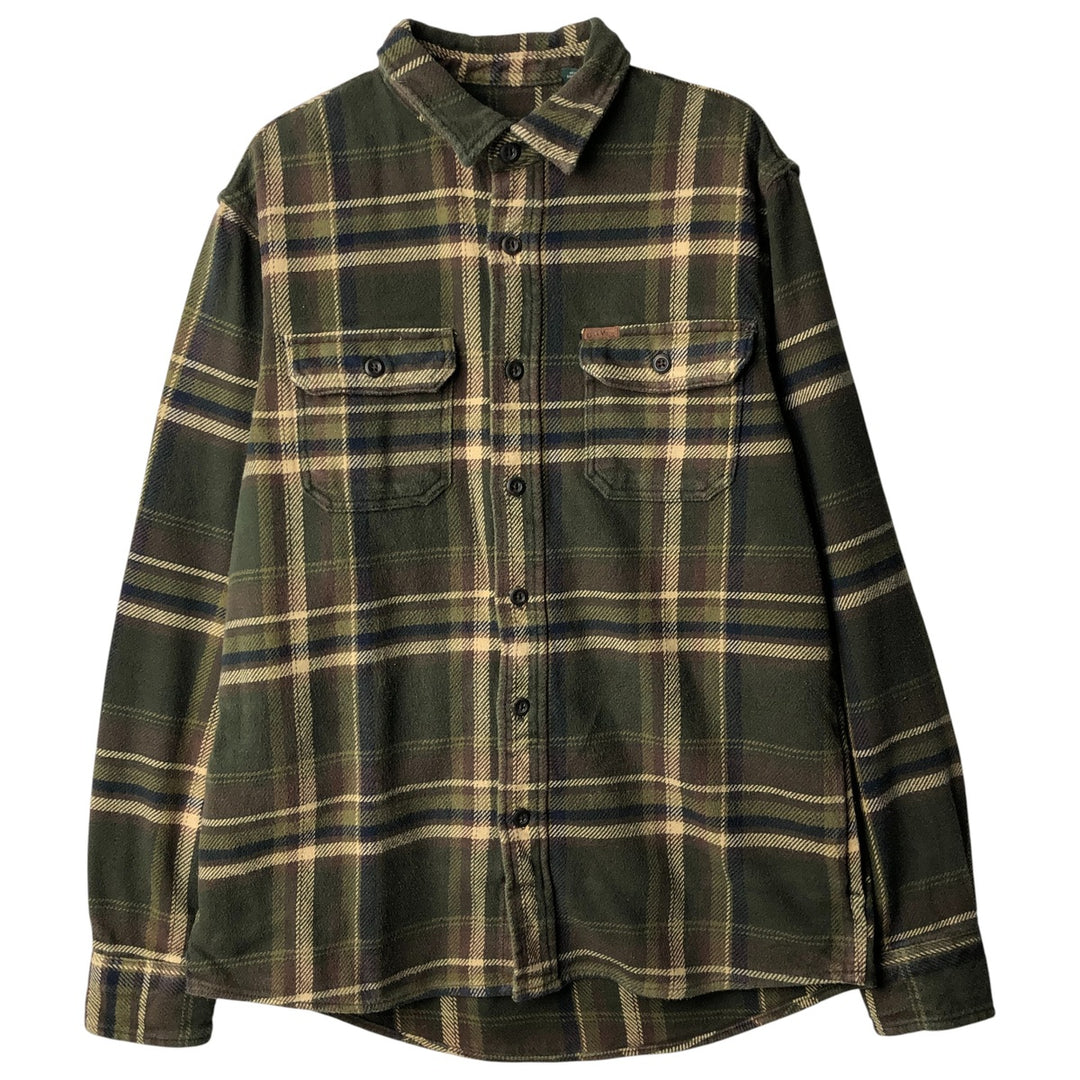 Orvis long-sleeved flannel check shirt, men's size S cotton Khaki type Vintage Second Hand