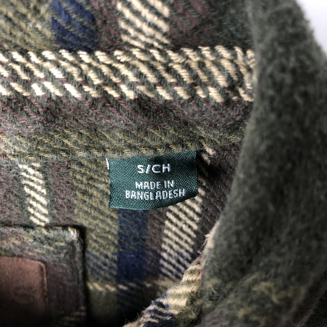 Orvis long-sleeved flannel check shirt, men's size S cotton Khaki type Vintage Second Hand