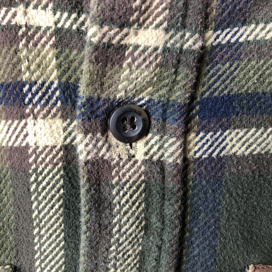 Orvis long-sleeved flannel check shirt, men's size S cotton Khaki type Vintage Second Hand