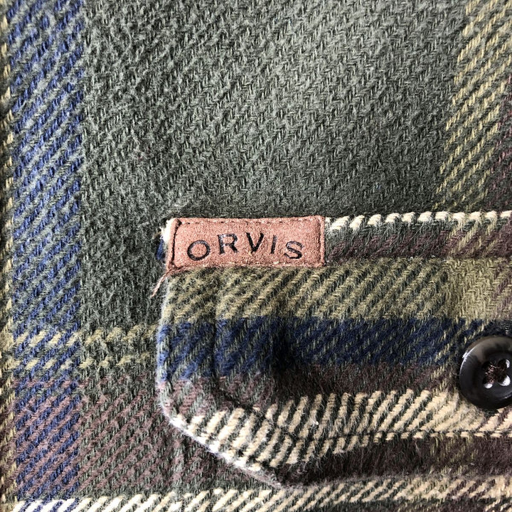 Orvis long-sleeved flannel check shirt, men's size S cotton Khaki type Vintage Second Hand