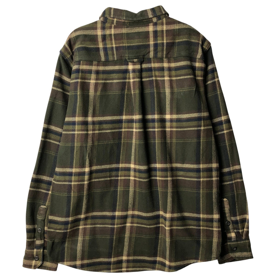 ORVIS Long Sleeve Flannel Check Shirt, Men's Size L cotton Khaki type Vintage Second Hand