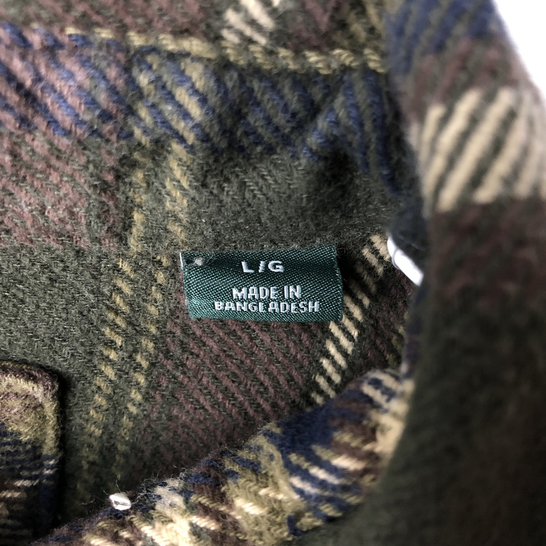 ORVIS Long Sleeve Flannel Check Shirt, Men's Size L cotton Khaki type Vintage Second Hand