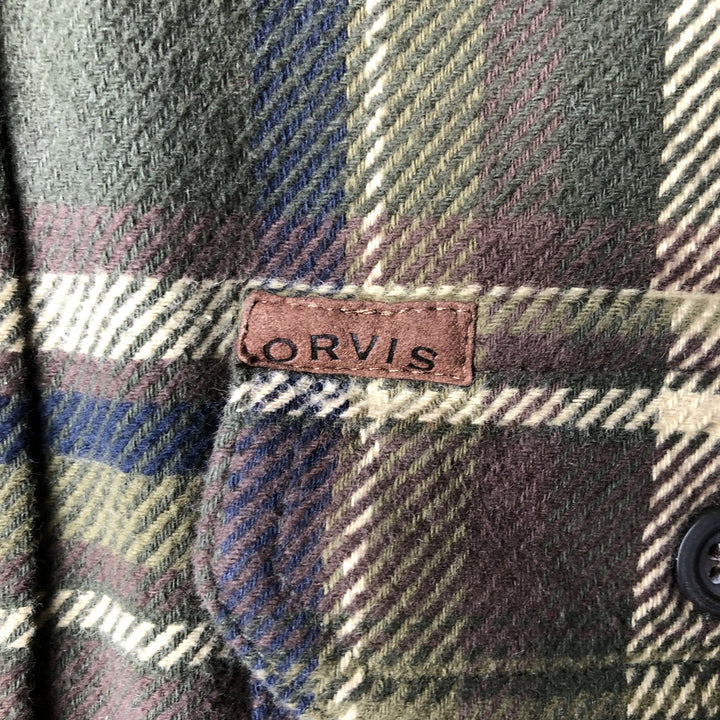 ORVIS Long Sleeve Flannel Check Shirt, Men's Size L cotton Khaki type Vintage Second Hand