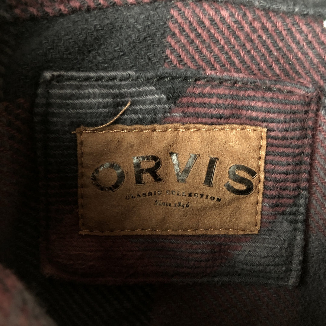 ORVIS Long Sleeve Flannel Check Shirt, Men's Size M cotton purple type Vintage Second Hand