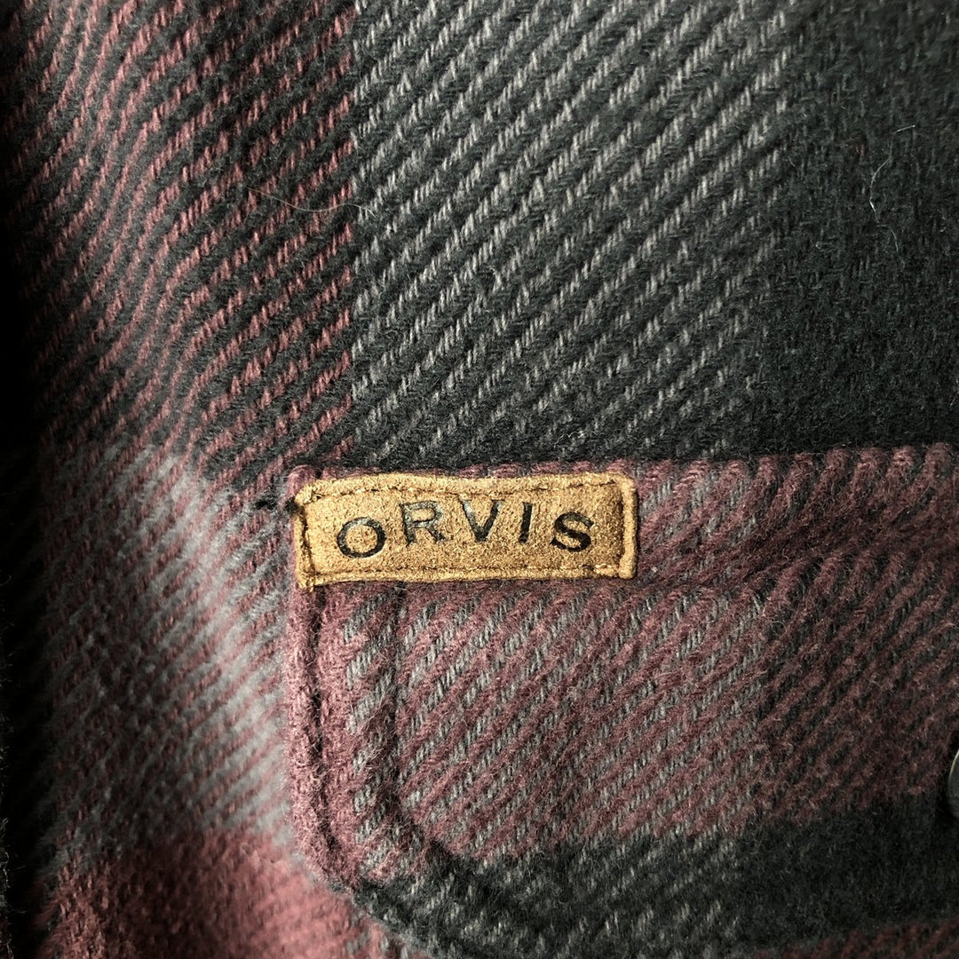 ORVIS Long Sleeve Flannel Check Shirt, Men's Size M cotton purple type Vintage Second Hand