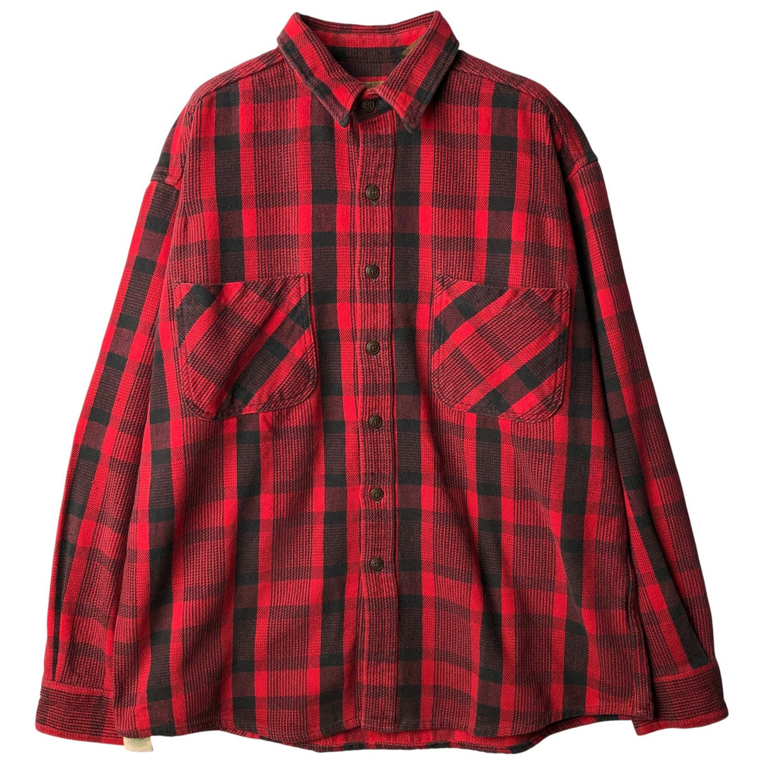 Vintage 90s-00'S St. John's Bay Browny long-sleeved flannel check shirt, men's size L cotton red type Vintage Second Hand
