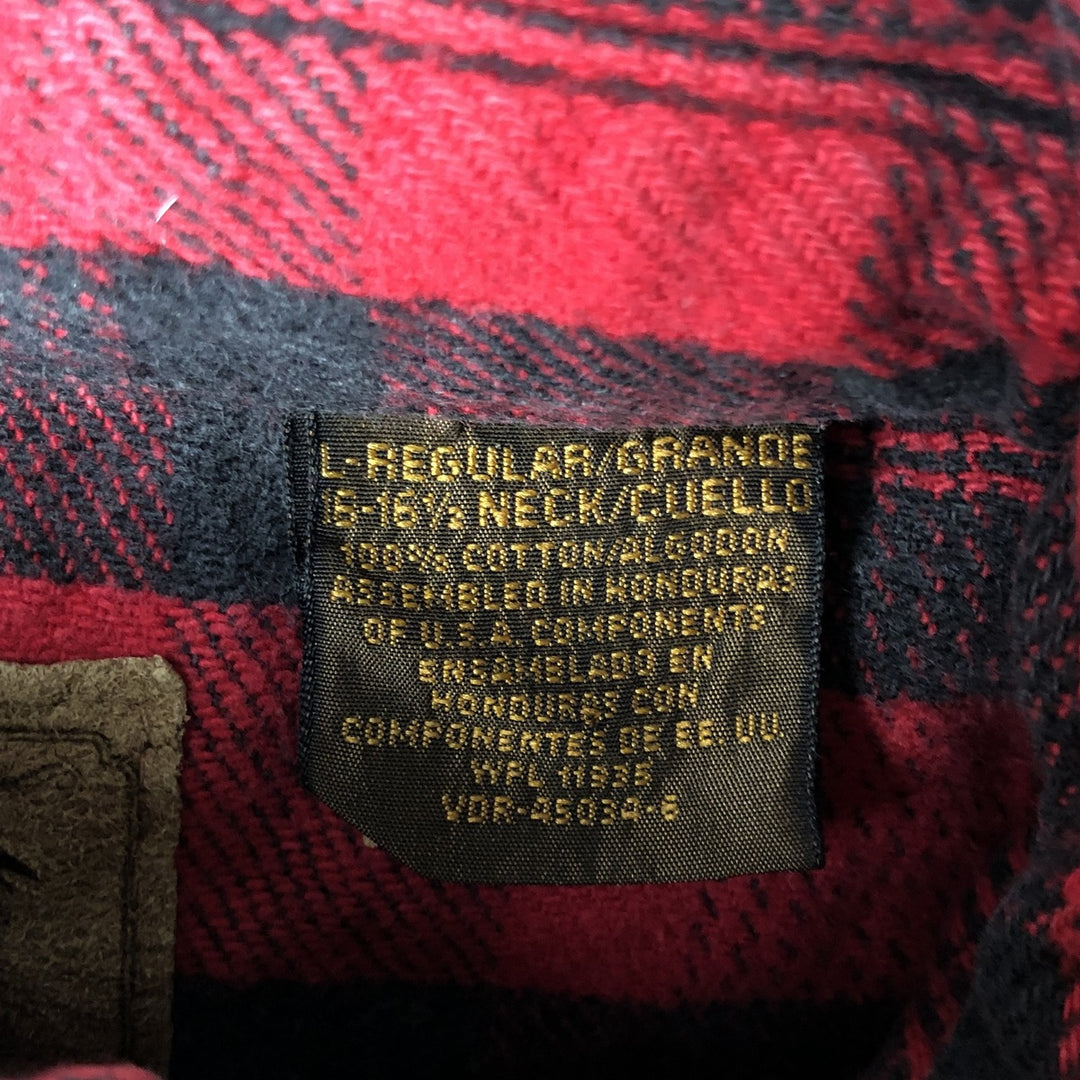 Vintage 90s-00'S St. John's Bay Browny long-sleeved flannel check shirt, men's size L cotton red type Vintage Second Hand