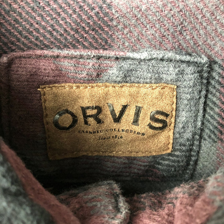ORVIS Long Sleeve Flannel Check Shirt, Men's Size M cotton purple type Vintage Second Hand