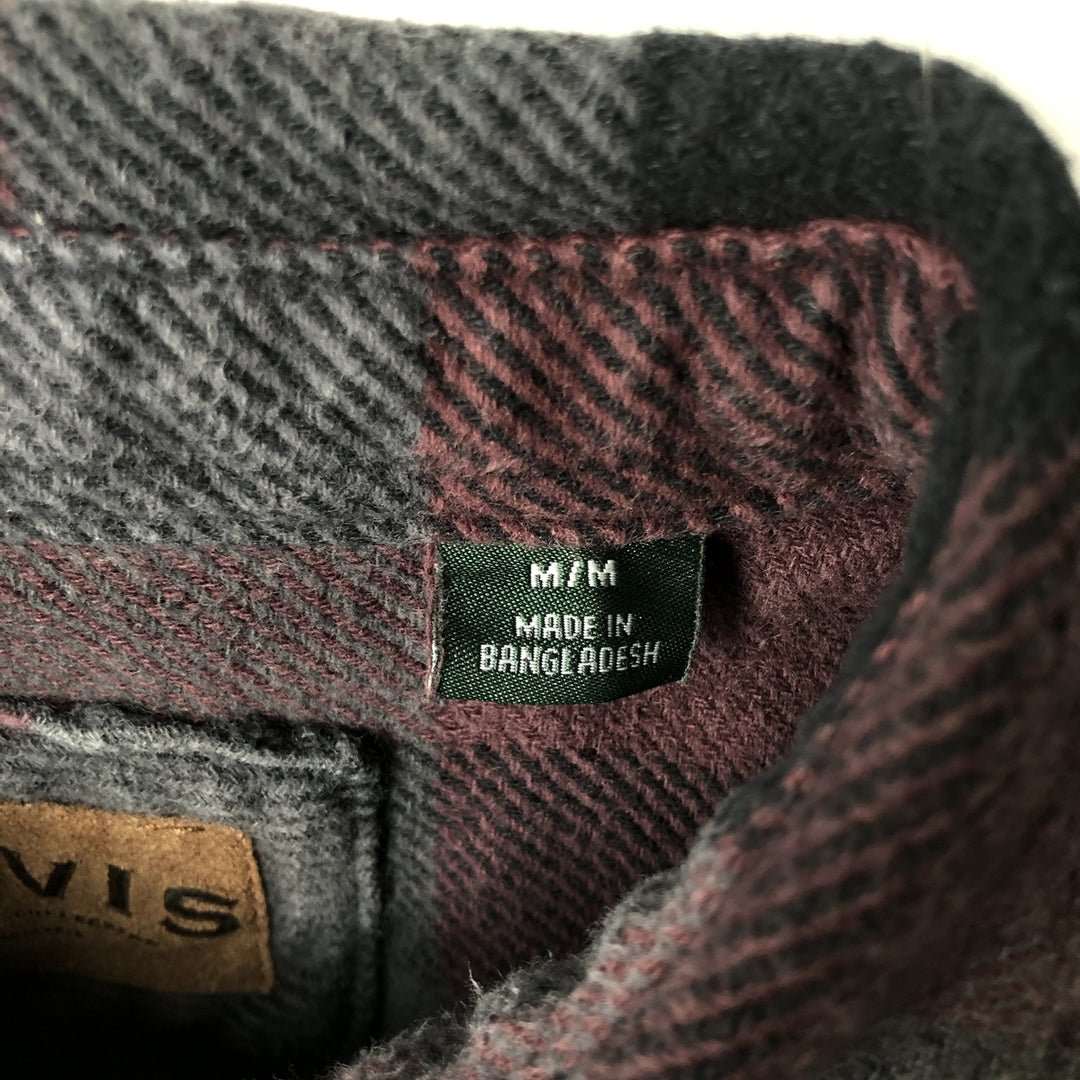 ORVIS Long Sleeve Flannel Check Shirt, Men's Size M cotton purple type Vintage Second Hand