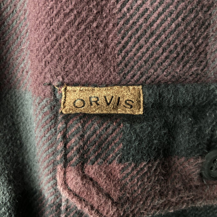 ORVIS Long Sleeve Flannel Check Shirt, Men's Size M cotton purple type Vintage Second Hand