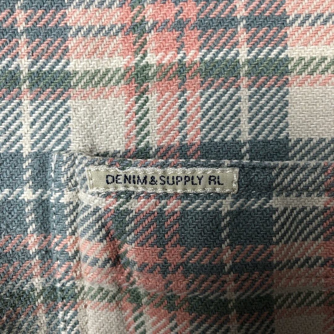 Ralph Lauren DENIM AND SUPPLY long-sleeved flannel check shirt, men's size L cotton green type Vintage Second Hand