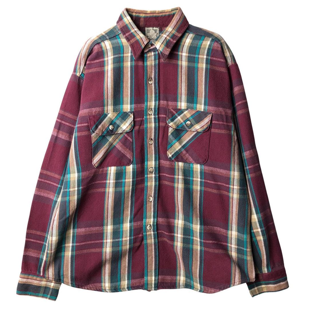 Outdoor Exchange Long Sleeve Flannel Check Shirt, Men's Size XL unclear red type Vintage Second Hand