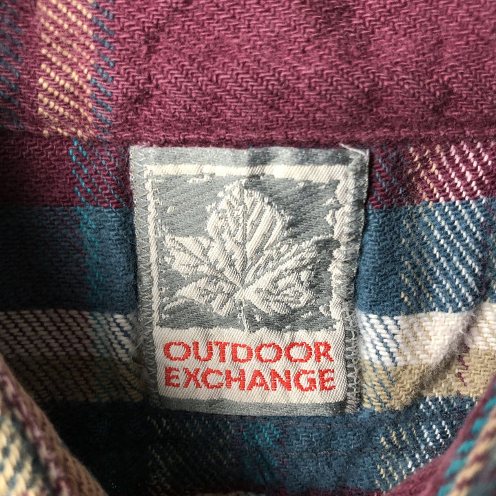 Outdoor Exchange Long Sleeve Flannel Check Shirt, Men's Size XL unclear red type Vintage Second Hand