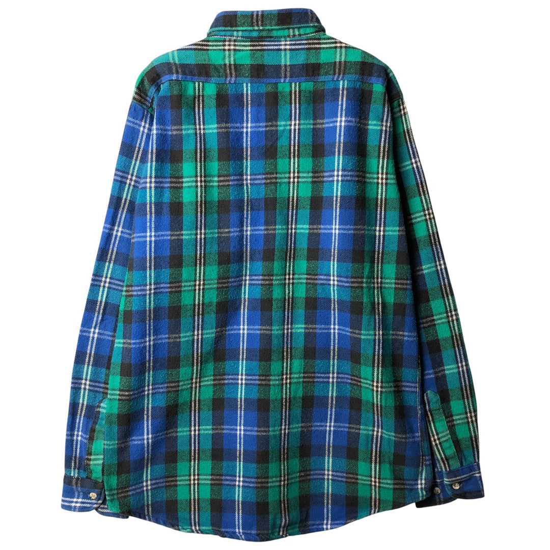 MIGHTY-MAC Long Sleeve Flannel Check Shirt, Made in USA, Men's Size L cotton green type Vintage Second Hand