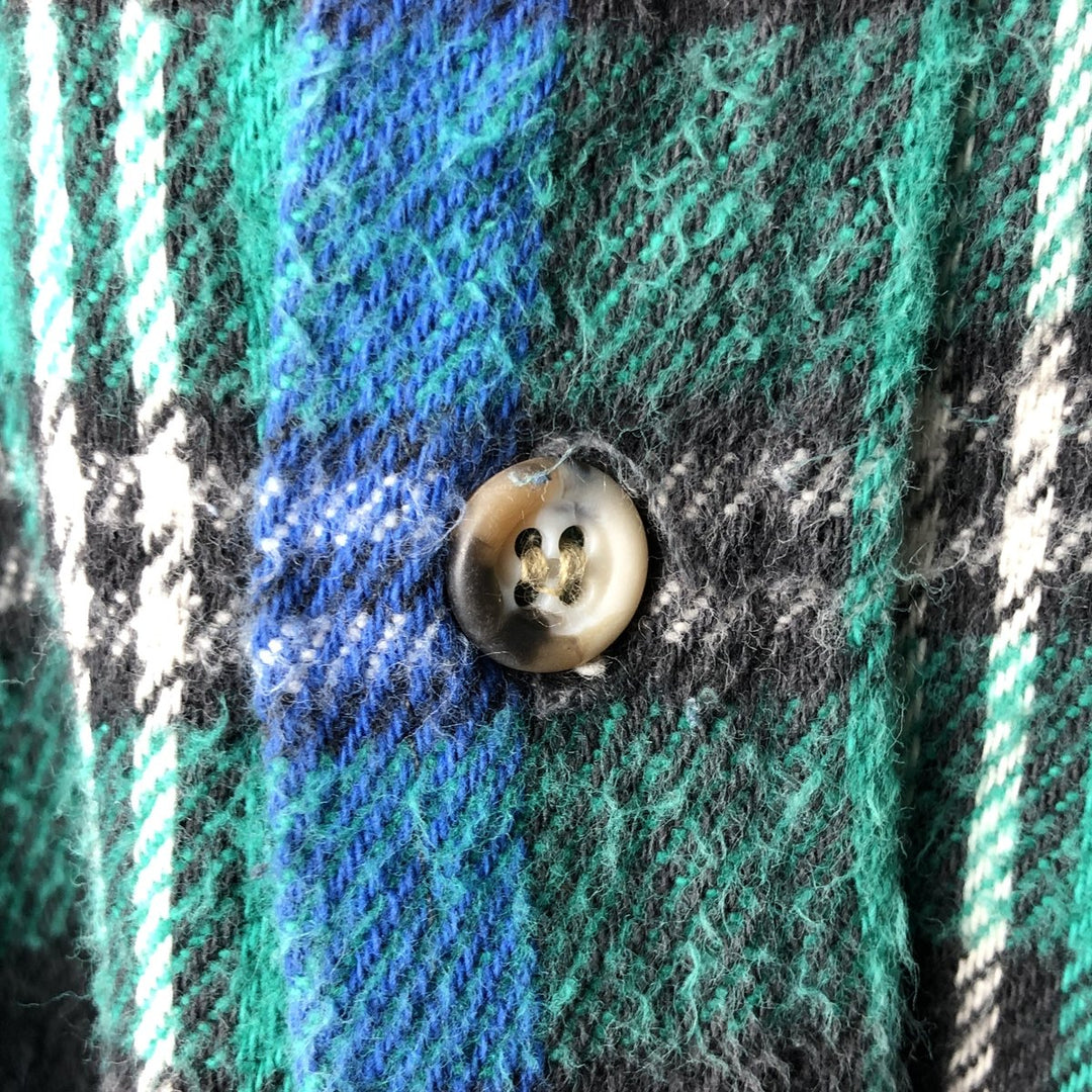 MIGHTY-MAC Long Sleeve Flannel Check Shirt, Made in USA, Men's Size L cotton green type Vintage Second Hand
