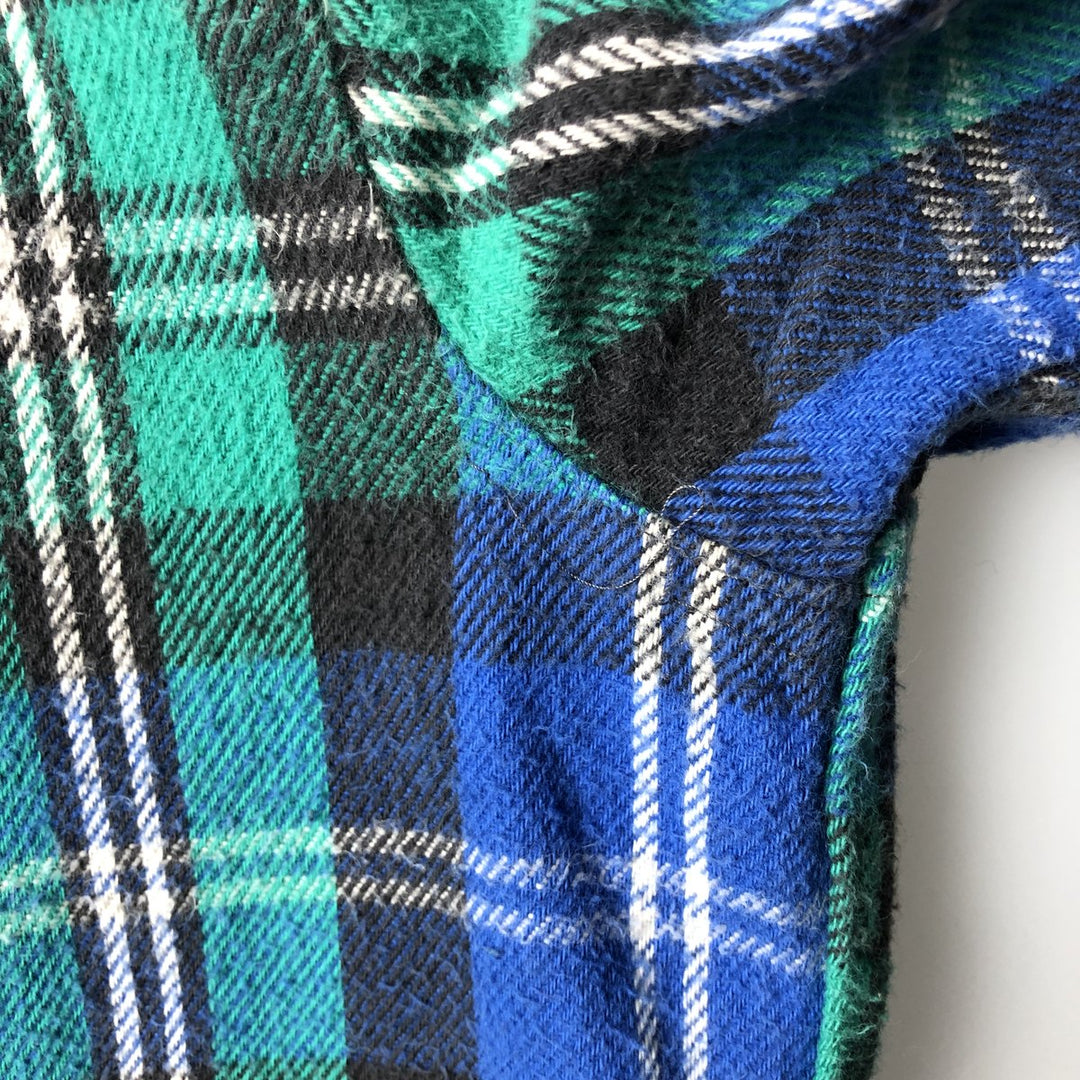 MIGHTY-MAC Long Sleeve Flannel Check Shirt, Made in USA, Men's Size L cotton green type Vintage Second Hand