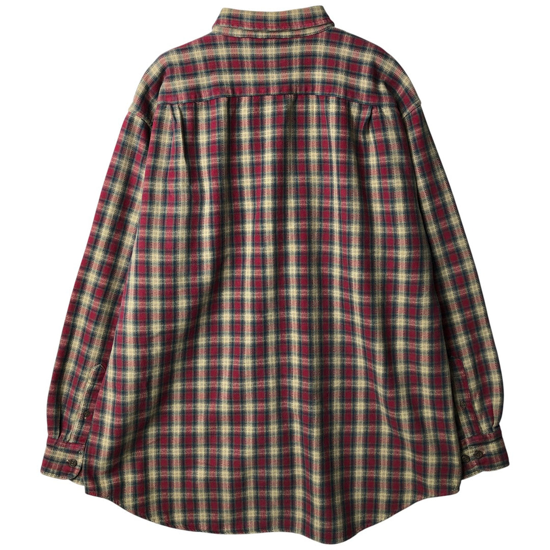 90'S GAP Vintage Long Sleeve Button-Down Flannel Check Shirt, Men's Size L cotton wine-red Vintage Second Hand