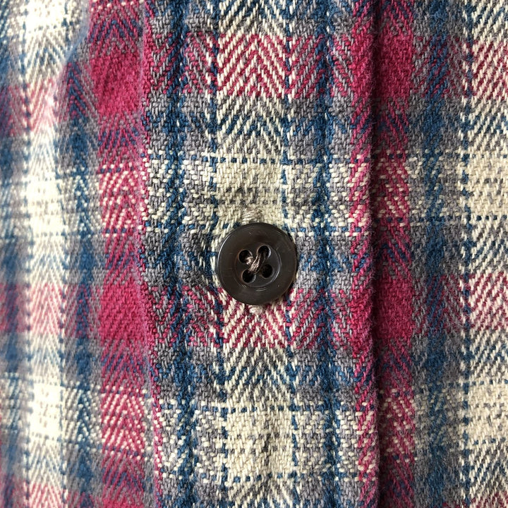 90'S GAP Vintage Long Sleeve Button-Down Flannel Check Shirt, Men's Size L cotton wine-red Vintage Second Hand