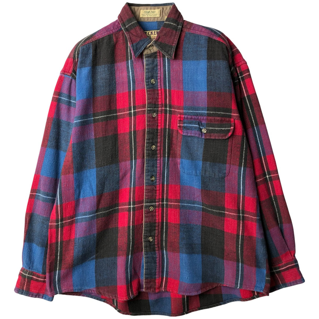 IVY CREW Long Sleeve Flannel Check Shirt, Men's Size Medium cotton red type Vintage Second Hand