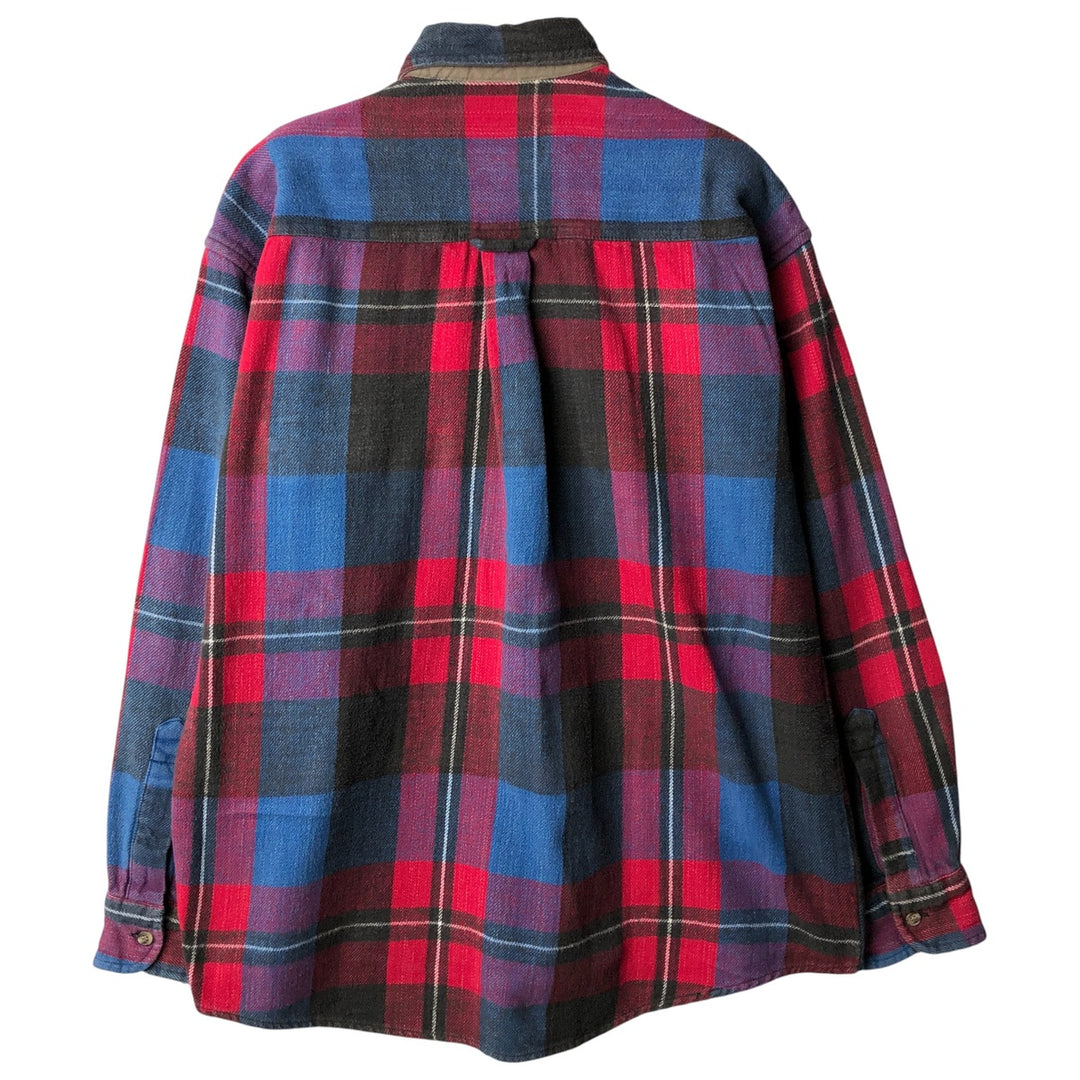 IVY CREW Long Sleeve Flannel Check Shirt, Men's Size Medium cotton red type Vintage Second Hand