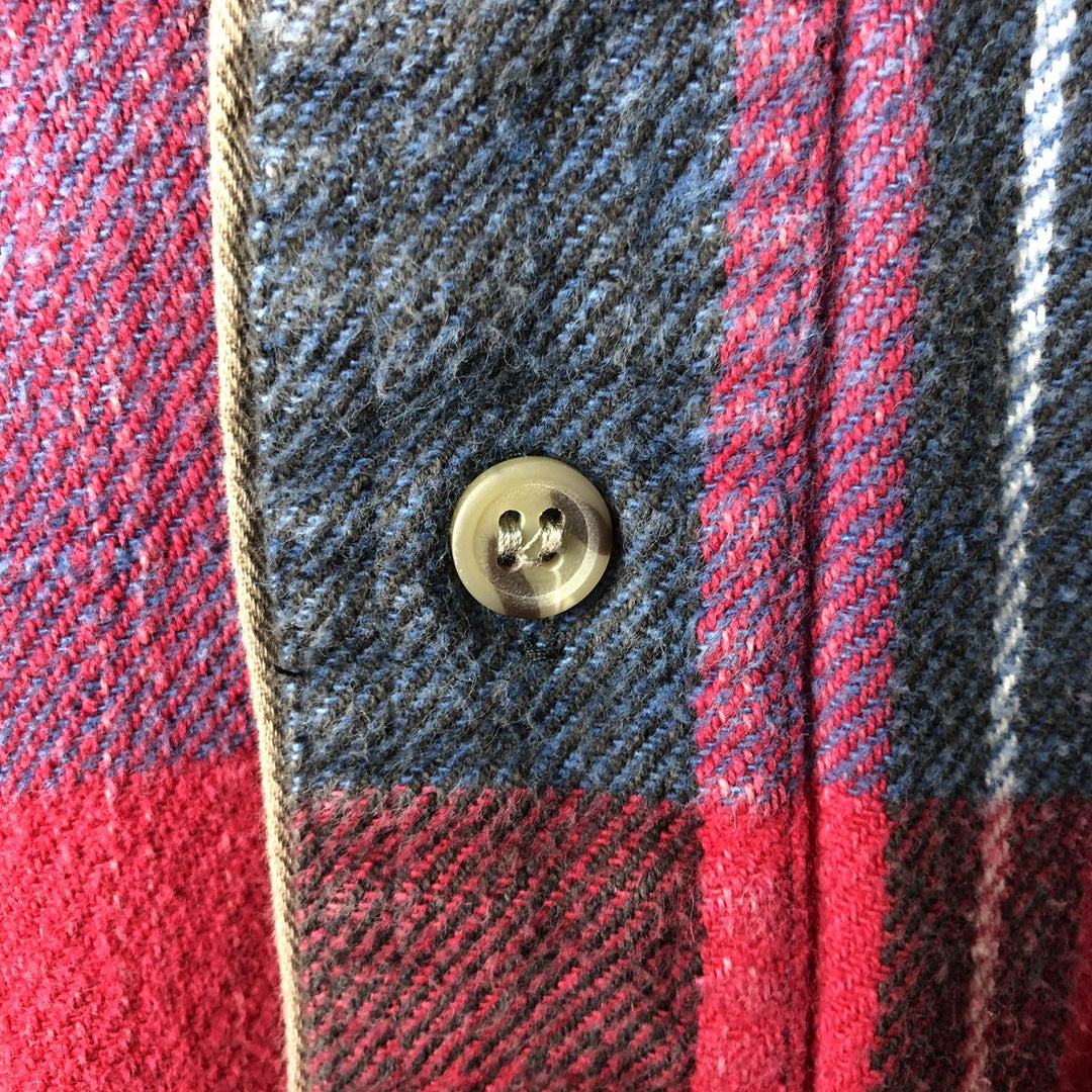 IVY CREW Long Sleeve Flannel Check Shirt, Men's Size Medium cotton red type Vintage Second Hand