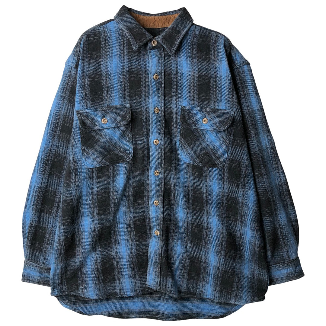 FIELD and STREAM ombre check long sleeve flannel check shirt, men's XL size cotton blue type Vintage Second Hand