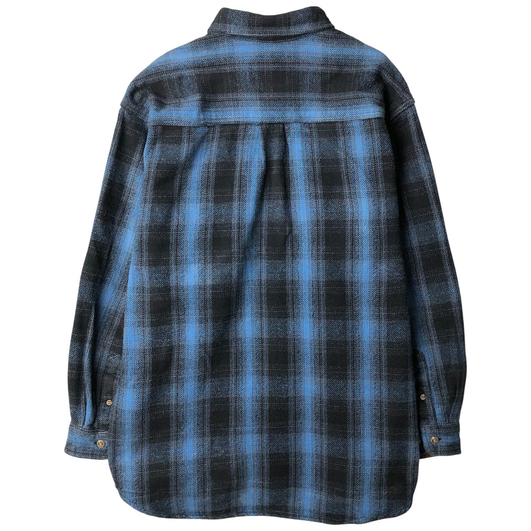 FIELD and STREAM ombre check long sleeve flannel check shirt, men's XL size cotton blue type Vintage Second Hand