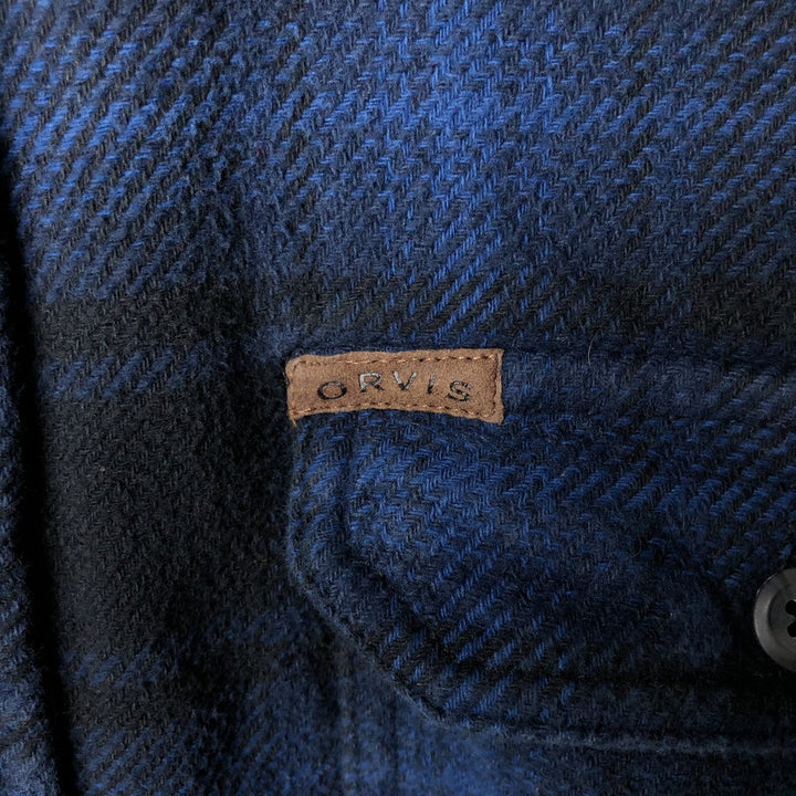 ORVIS Ombre Check Long Sleeve Flannel Check Shirt, Men's Size L cotton blue type Vintage Second Hand