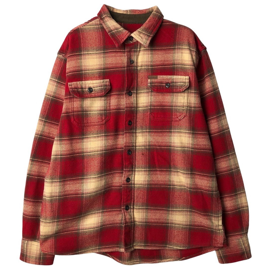 ORVIS Ombre Check Long Sleeve Flannel Check Shirt, Men's Size L cotton red type Vintage Second Hand